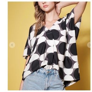 45 Boho Color Block Pattern Tunic Blouse Top